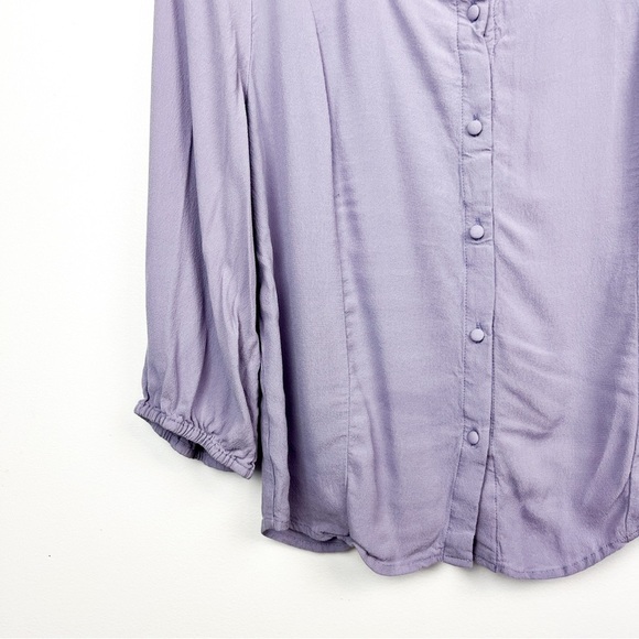 Cleo Long Sleeve Lavender Purple Button-Up Blouse - Picture 4 of 10
